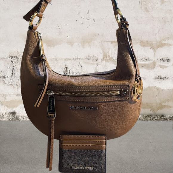 Michael Kors Handbags - Michael Kors Rhea Hobo/Messenger Leather Bag and ID Card Holder